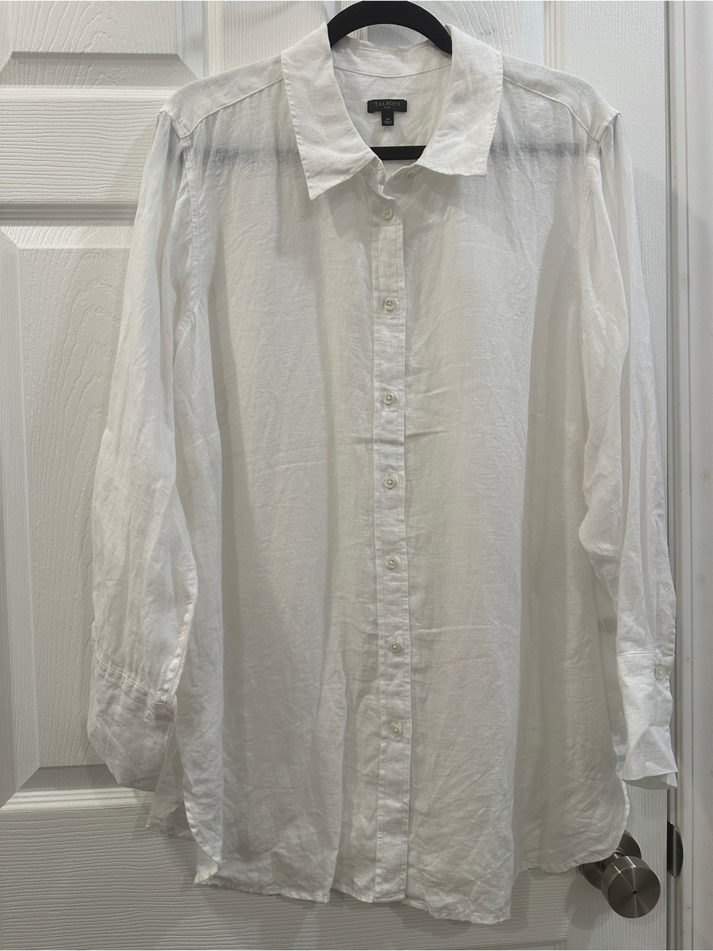 Talbots plus size full button linen blouse long sleeve size 2X EUC